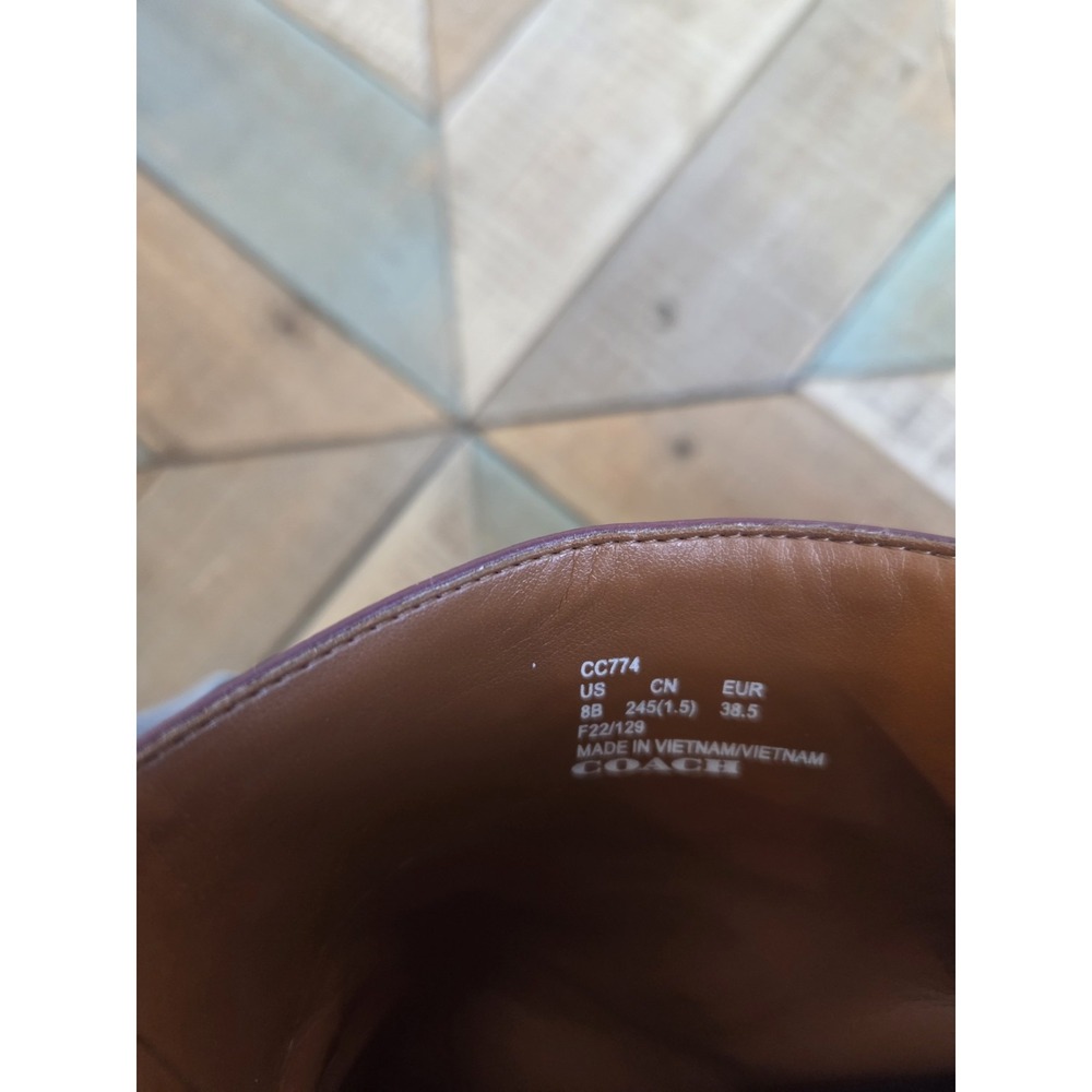 Coach Corinna Bootie Wine CC77 Size 8 B Boots Burgundy‎ Embossed Chunky - Picture 8 of 9
